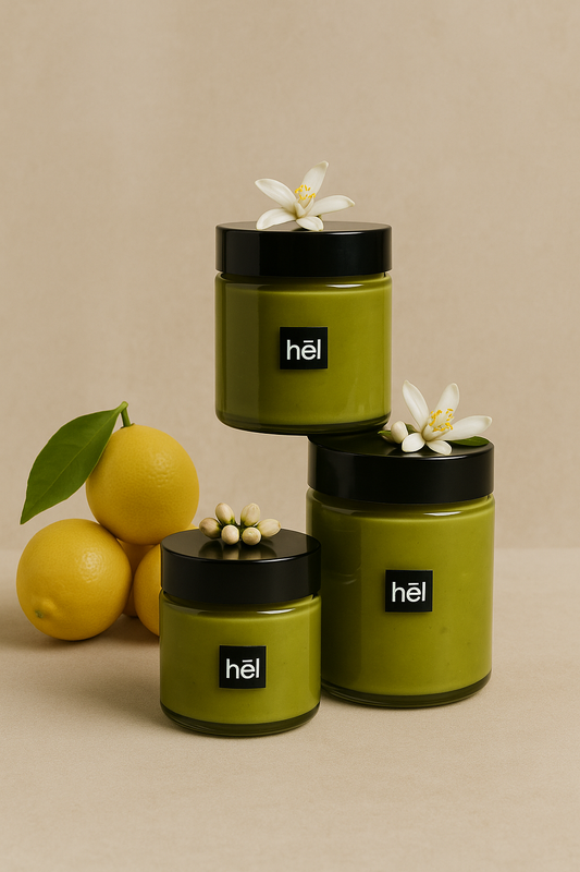 our beautiful green glass jars of our tallow lotion